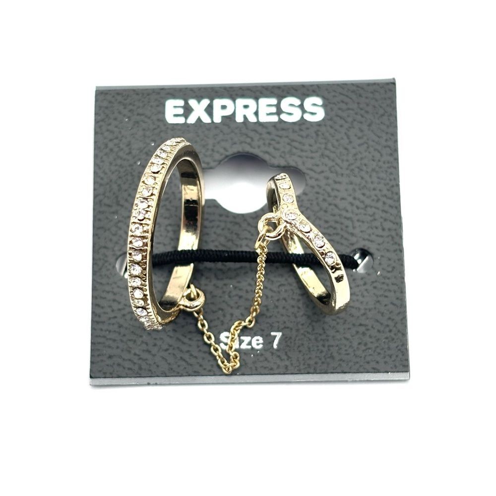 Express Stackable Layered Gold Rhinestone Chain Ring Set Size 7